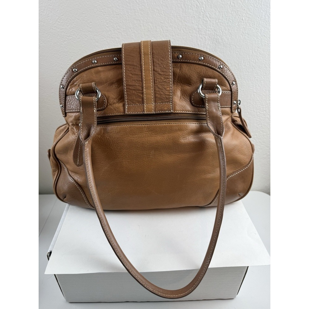 Vintage Y2K Barr + Barr New York Brown Leather Floral Slouchy Hobo Shoulder Bag - Picture 6 of 16